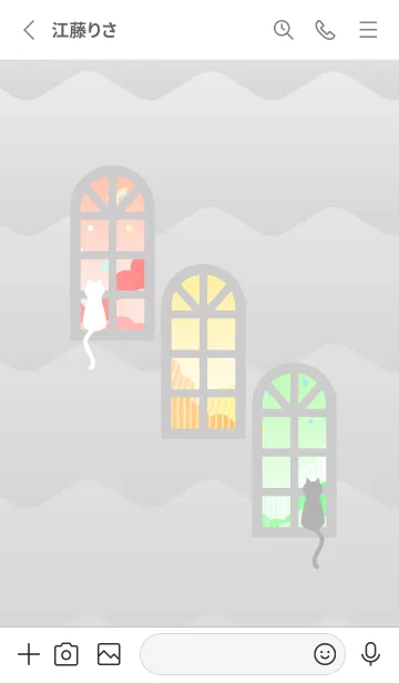 [LINE着せ替え] 窓辺の二匹の猫 白の画像2