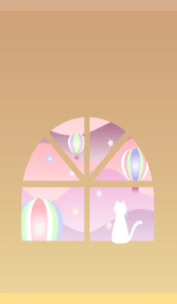 [LINE着せ替え] 窓辺の猫 薄茶と黄色の画像1