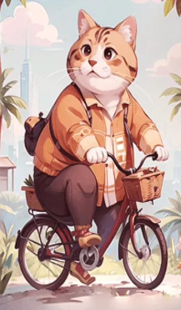 [LINE着せ替え] 私の猫は自転車に乗れますの画像1