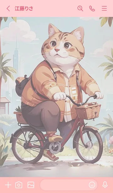 [LINE着せ替え] 私の猫は自転車に乗れますの画像2