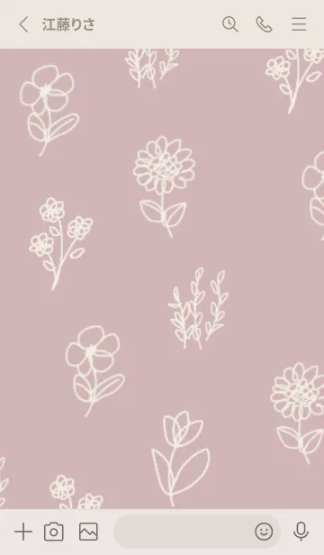 [LINE着せ替え] くすみピンクと線画フラワーの画像2