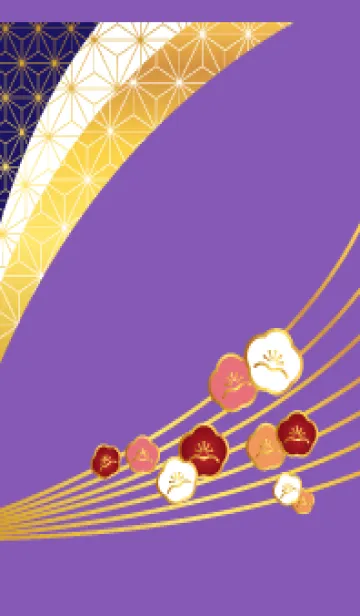 [LINE着せ替え] 和柄と梅 紫色の画像1