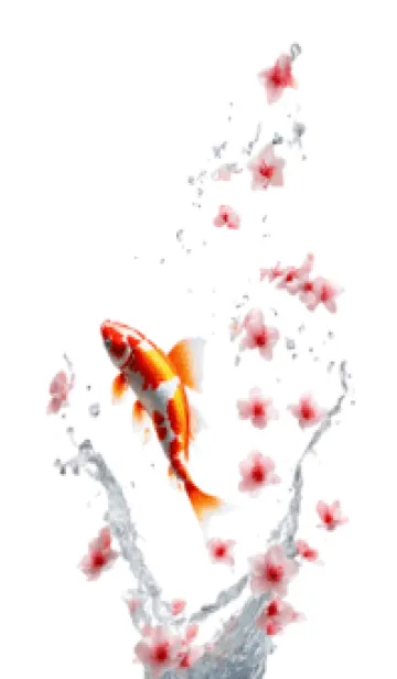 [LINE着せ替え] koi fish sakura flowerの画像1