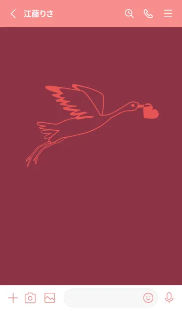[LINE着せ替え] 鳥とハート クリムソンの画像2