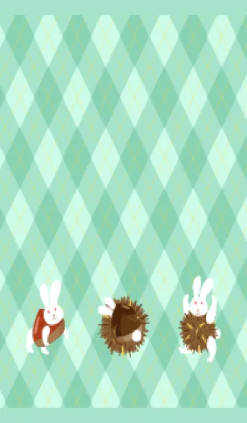 [LINE着せ替え] 栗うさぎとアーガイル 青緑の画像1