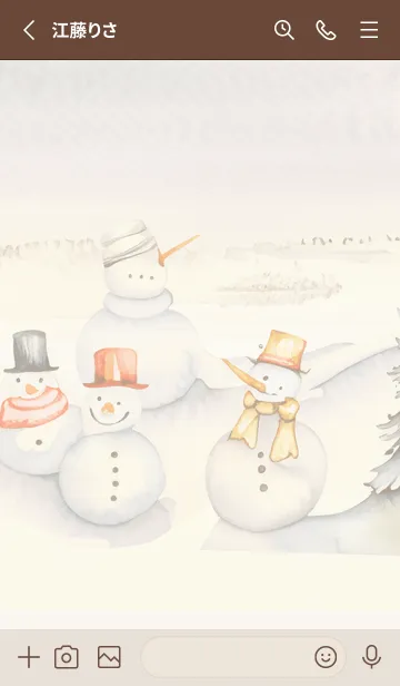 [LINE着せ替え] brown♡可愛い雪だるま03_1の画像2