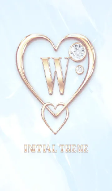 [LINE着せ替え] 【 W 】 Heart Charm & Initial - Blue 1の画像1