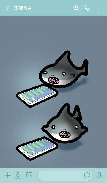 [LINE着せ替え] 返信を待つサメ 2の画像2