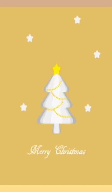 [LINE着せ替え] 白いクリスマスツリー 薄茶と黄色の画像1