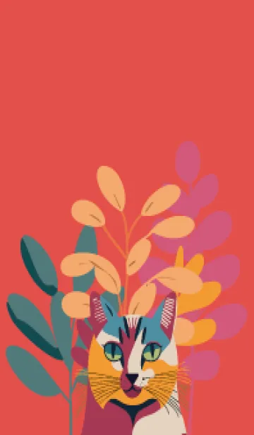 [LINE着せ替え] red 植物と猫一匹の画像1