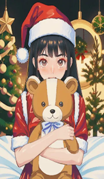 [LINE着せ替え] 美しいクリスマス少女とクマ2の画像1