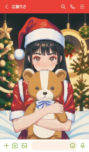 [LINE着せ替え] 美しいクリスマス少女とクマ2の画像2