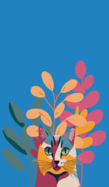[LINE着せ替え] blue 植物と猫一匹の画像1