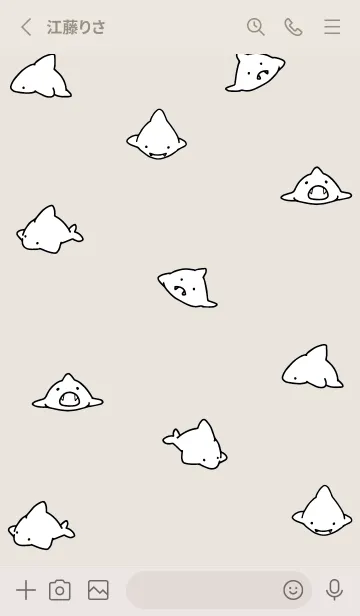 [LINE着せ替え] ベージュとピンク : シンプルなサメ！の画像2