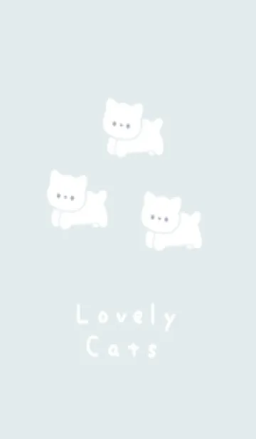 [LINE着せ替え] シンプルしろねこ / ライトブルーの画像1