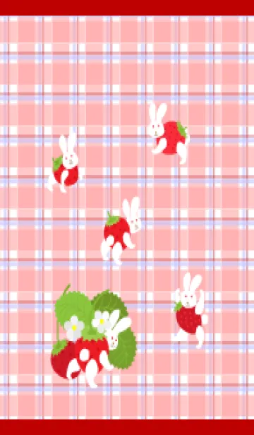 [LINE着せ替え] うさぎ苺 赤とベージュの画像1