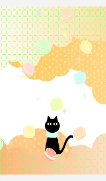 [LINE着せ替え] マカロン猫 白の画像1