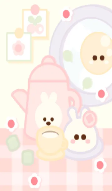 [LINE着せ替え] Pastel bunny cafe theme 2の画像1