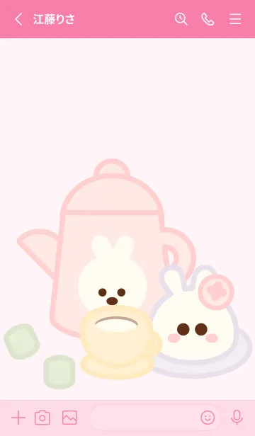 [LINE着せ替え] Pastel bunny cafe theme 2の画像2