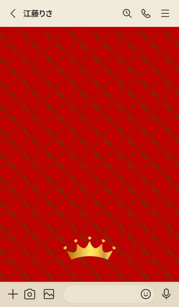 [LINE着せ替え] ハートの王冠 赤とベージュの画像2
