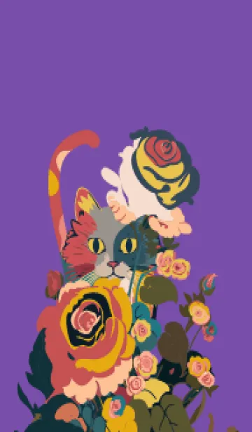 [LINE着せ替え] purple 薔薇にひそむ猫の画像1