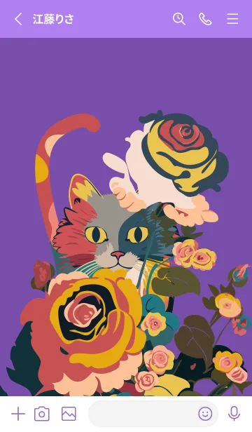 [LINE着せ替え] purple 薔薇にひそむ猫の画像2