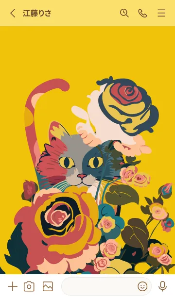 [LINE着せ替え] yellow 薔薇にひそむ猫の画像2