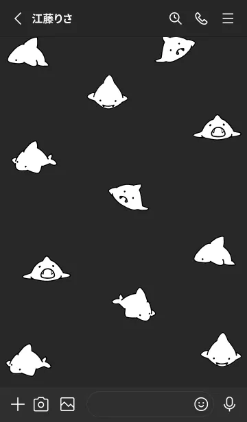 [LINE着せ替え] 黒とピンク : シンプルなサメ！の画像2