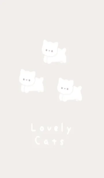 [LINE着せ替え] シンプルしろねこ / ベージュと白の画像1