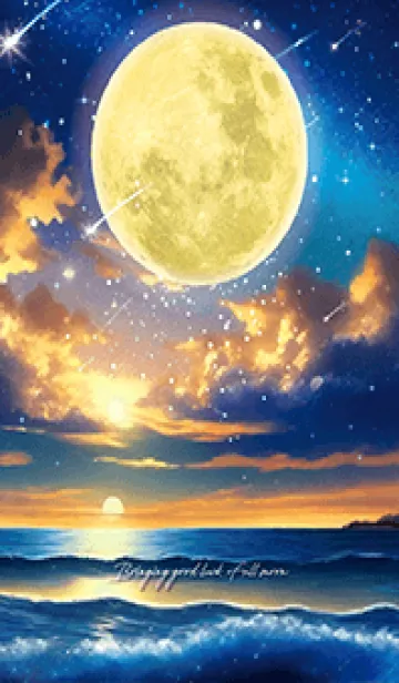 [LINE着せ替え] みるみる運気上昇✨黄金の満月と海の画像1