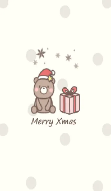 [LINE着せ替え] テディベア クリスマス -ベージュ- ドットの画像1