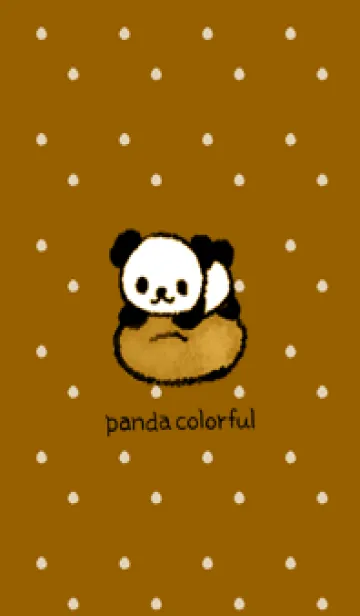 [LINE着せ替え] Panda colorful Brown Polka dotsの画像1