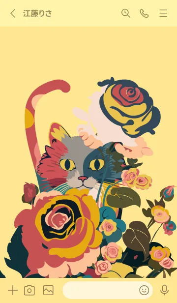 [LINE着せ替え] light yellow 薔薇にひそむ猫の画像2