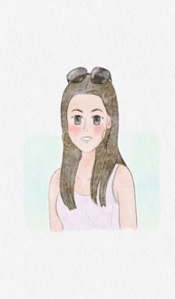 [LINE着せ替え] Watercolor girl with big earringsの画像1