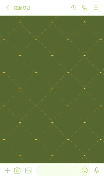 [LINE着せ替え] 王冠の柄 キルティング風 モスグリーン色の画像2