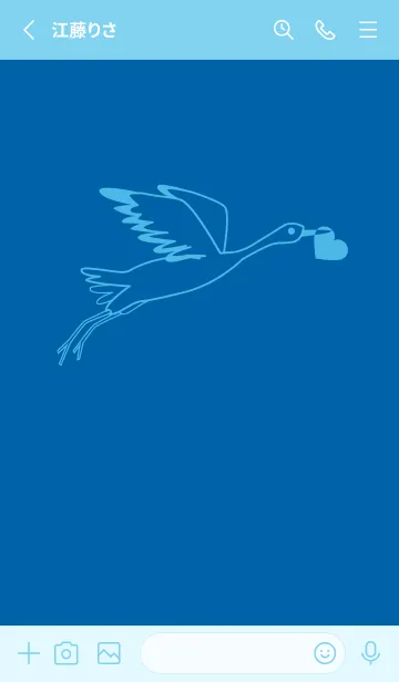 [LINE着せ替え] 鳥とハート シアンブルーの画像2