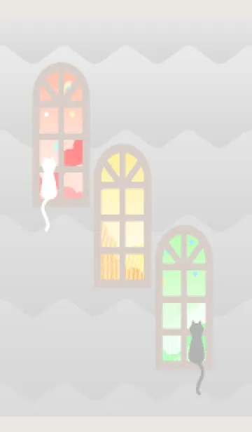 [LINE着せ替え] 窓辺の二匹の猫 ベージュと灰色の画像1