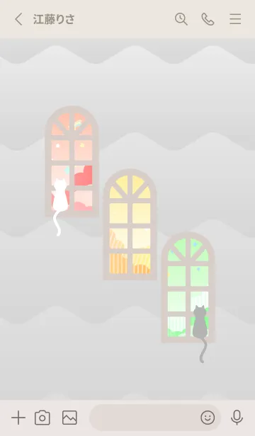 [LINE着せ替え] 窓辺の二匹の猫 ベージュと灰色の画像2