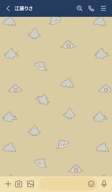 [LINE着せ替え] ベージュとネイビー : シンプルなミニサメの画像2