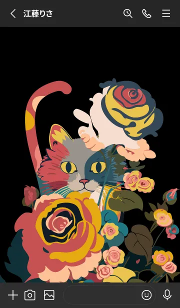 [LINE着せ替え] black 薔薇にひそむ猫の画像2