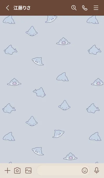 [LINE着せ替え] ベージュと青 : シンプルなミニサメの画像2