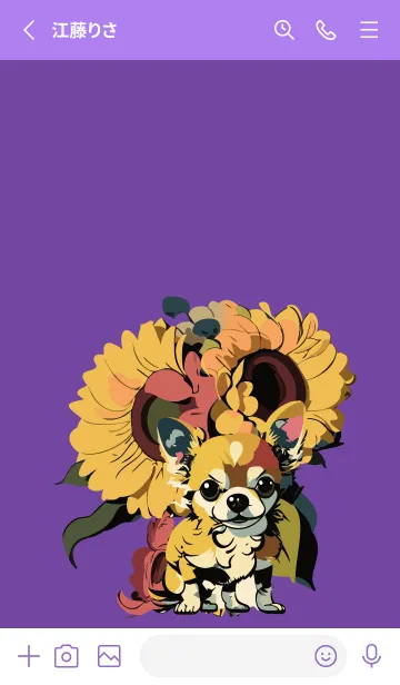 [LINE着せ替え] purple ひまわりとチワワの画像2