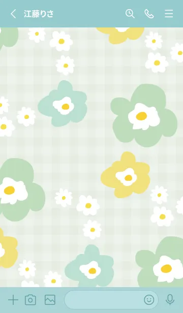 [LINE着せ替え] かわいい 北欧風 お花 チェック11の画像2