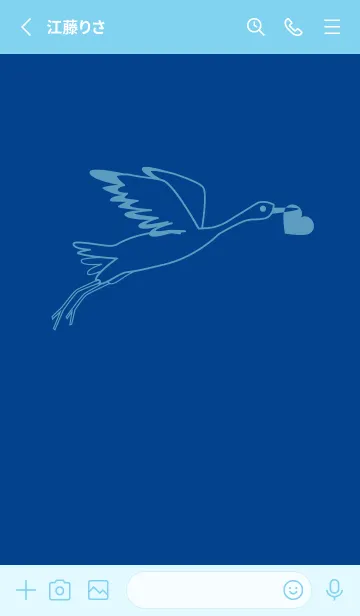 [LINE着せ替え] 鳥とハート ローヤルブルーの画像2