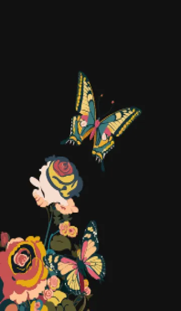 [LINE着せ替え] black 薔薇と蝶の画像1