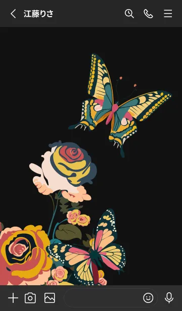 [LINE着せ替え] black 薔薇と蝶の画像2