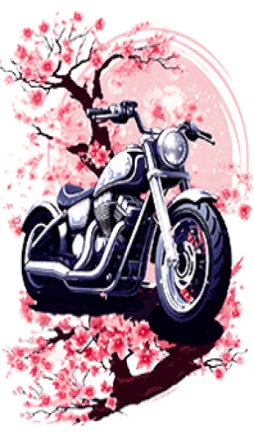[LINE着せ替え] 桜×アメリカンバイクの画像1