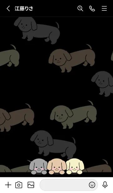 [LINE着せ替え] いぬとも/ダックスフンド犬着せ替え21 黒色の画像2