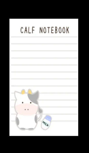 [LINE着せ替え] 仔牛ちゃんノート/ブラックの画像1