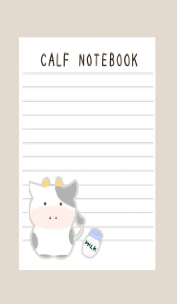 [LINE着せ替え] 仔牛ちゃんノート/ベージュの画像1